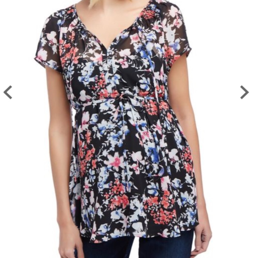 Smock neck maternity blouse